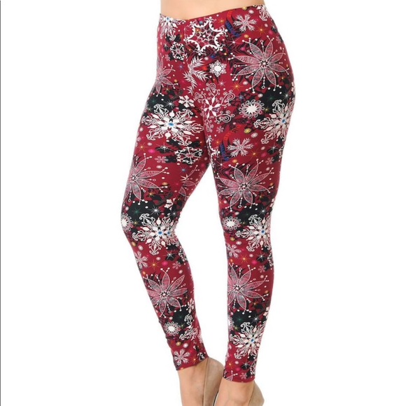 RockNStyles Pants - 1 LEFT‼️ Snowflake Christmas 🎄Burgundy  Leggings